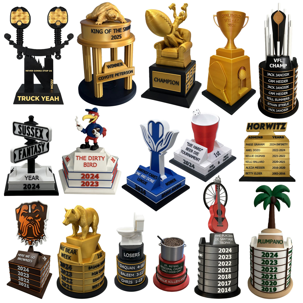 Trophy Layout Content Custom 3D Printed Tiered Trophies for Fantasy Sports Leagues – Trophy Tiers