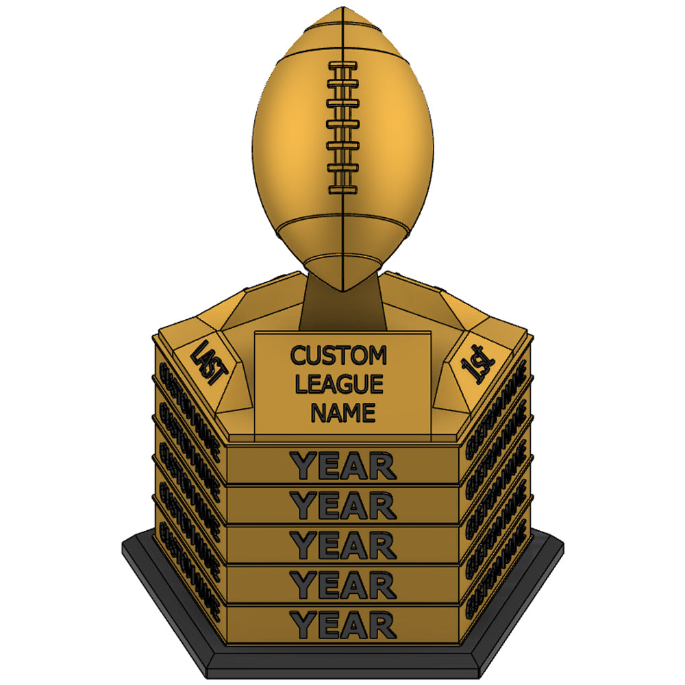 Pentagon Tiered Trophy for Fantasy Leagues